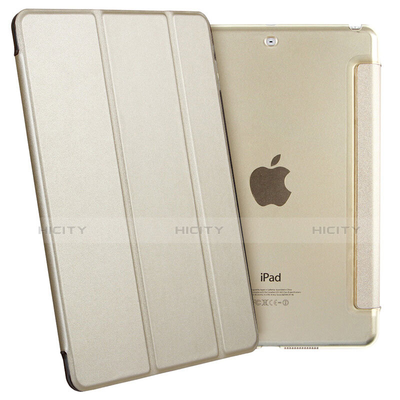 Funda de Cuero Cartera con Soporte L06 para Apple iPad Mini 3 Oro