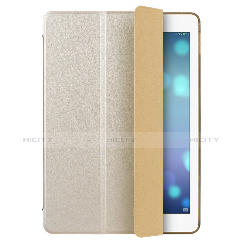 Funda de Cuero Cartera con Soporte L06 para Apple iPad Mini 3 Oro