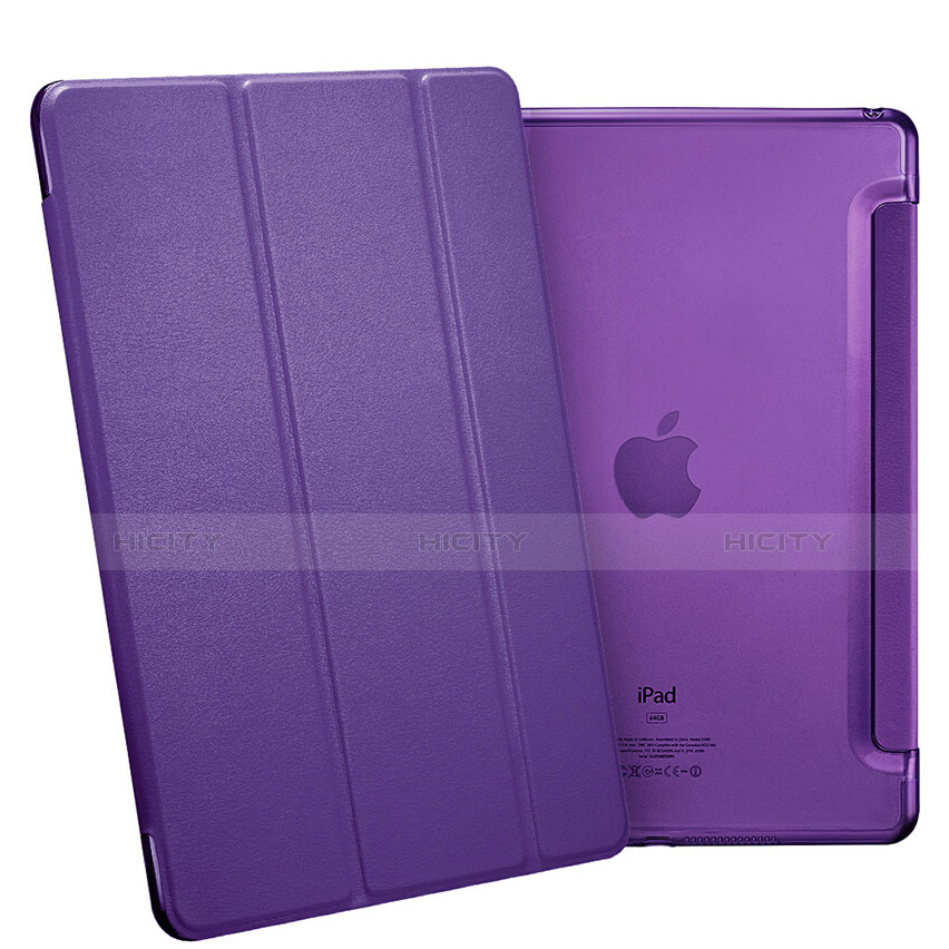 Funda de Cuero Cartera con Soporte L06 para Apple iPad Mini 4 Morado
