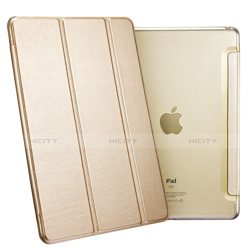 Funda de Cuero Cartera con Soporte L06 para Apple iPad Mini 4 Oro