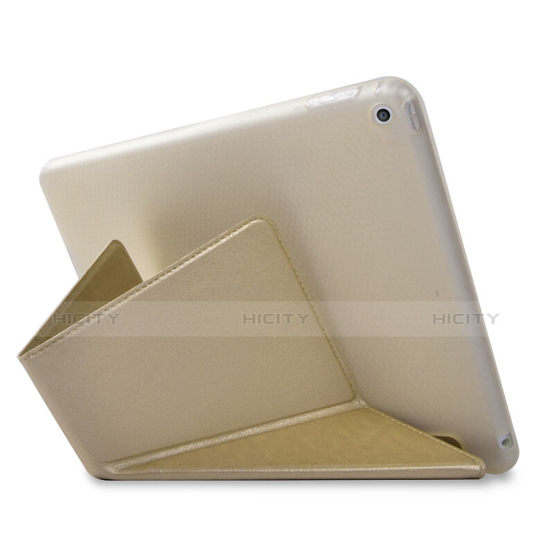 Funda de Cuero Cartera con Soporte L08 para Apple New iPad 9.7 (2017) Oro