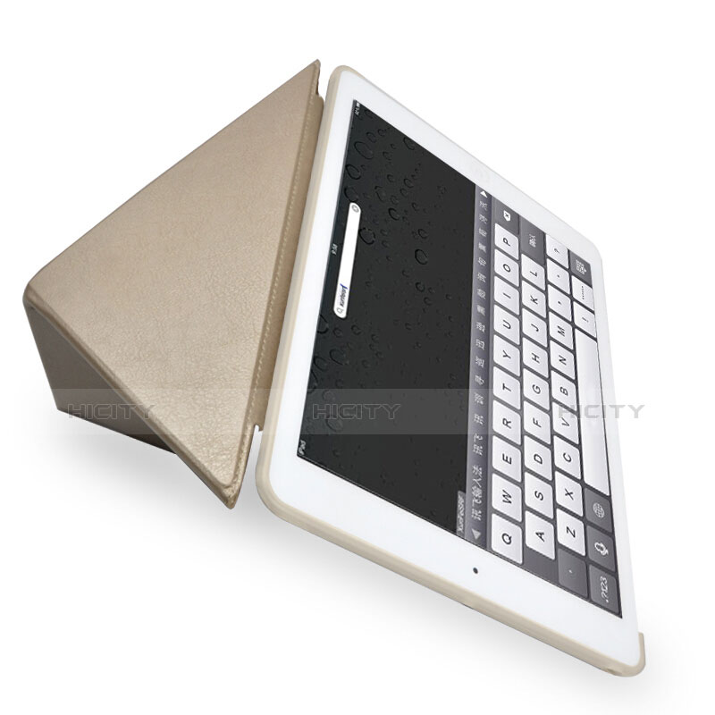 Funda de Cuero Cartera con Soporte L08 para Apple New iPad 9.7 (2017) Oro