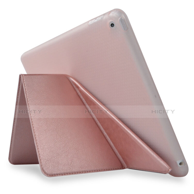 Funda de Cuero Cartera con Soporte L08 para Apple New iPad 9.7 (2017) Oro Rosa