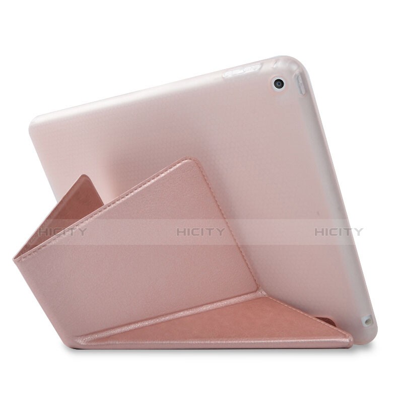 Funda de Cuero Cartera con Soporte L08 para Apple New iPad 9.7 (2017) Oro Rosa