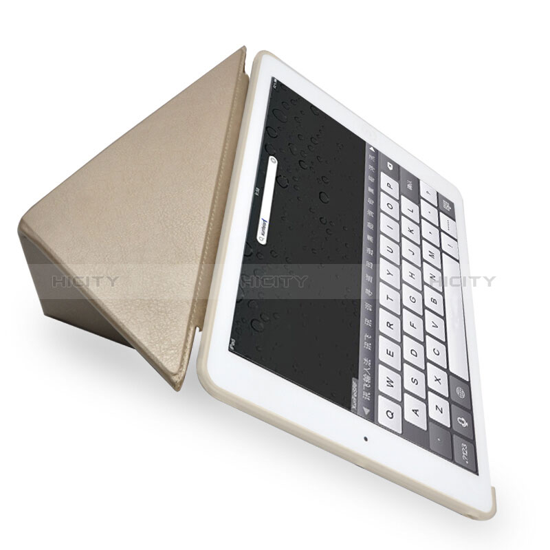 Funda de Cuero Cartera con Soporte L08 para Apple New iPad 9.7 (2018) Oro