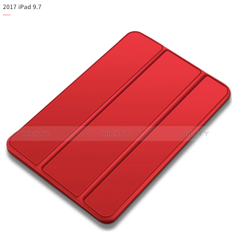 Funda de Cuero Cartera con Soporte L09 para Apple New iPad 9.7 (2017) Rojo