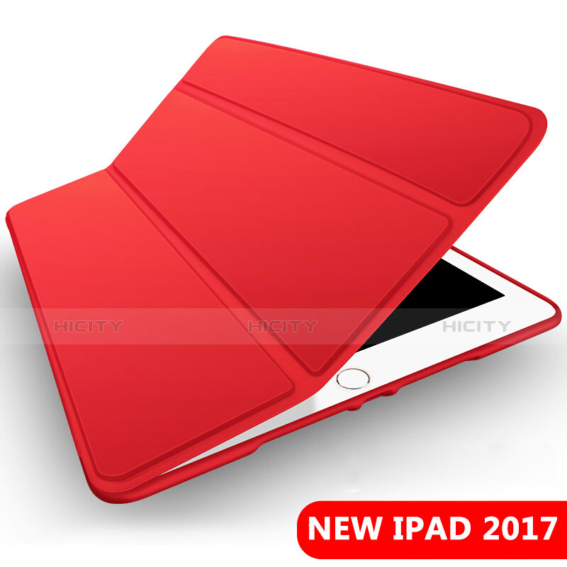 Funda de Cuero Cartera con Soporte L09 para Apple New iPad 9.7 (2017) Rojo