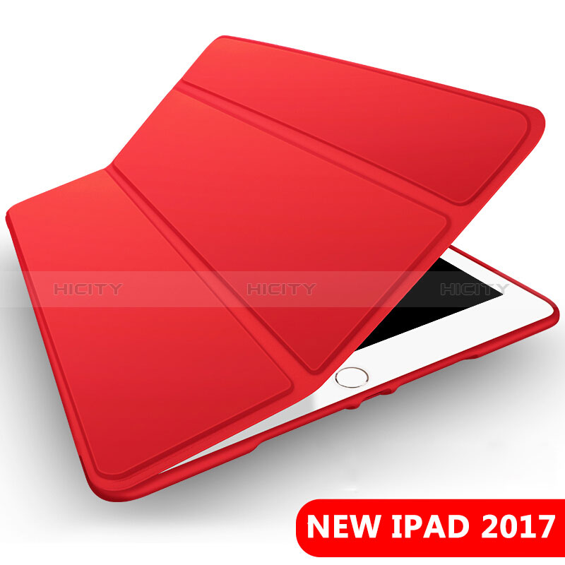 Funda de Cuero Cartera con Soporte L09 para Apple New iPad 9.7 (2018) Rojo