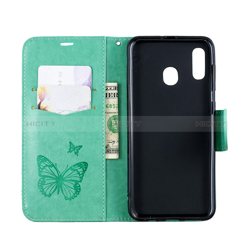 Funda de Cuero Cartera con Soporte Mariposa Carcasa B01F para Samsung Galaxy A20