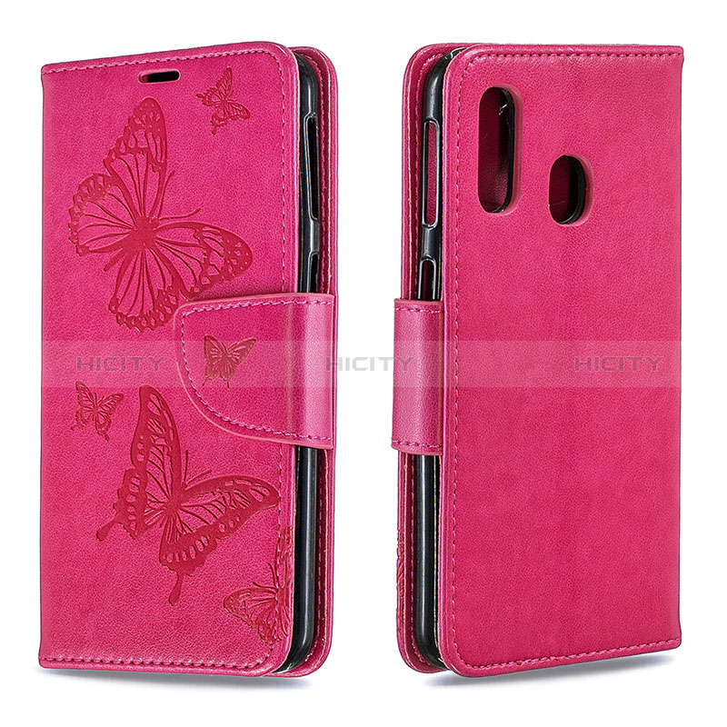 Funda de Cuero Cartera con Soporte Mariposa Carcasa B01F para Samsung Galaxy A40 Rosa Roja