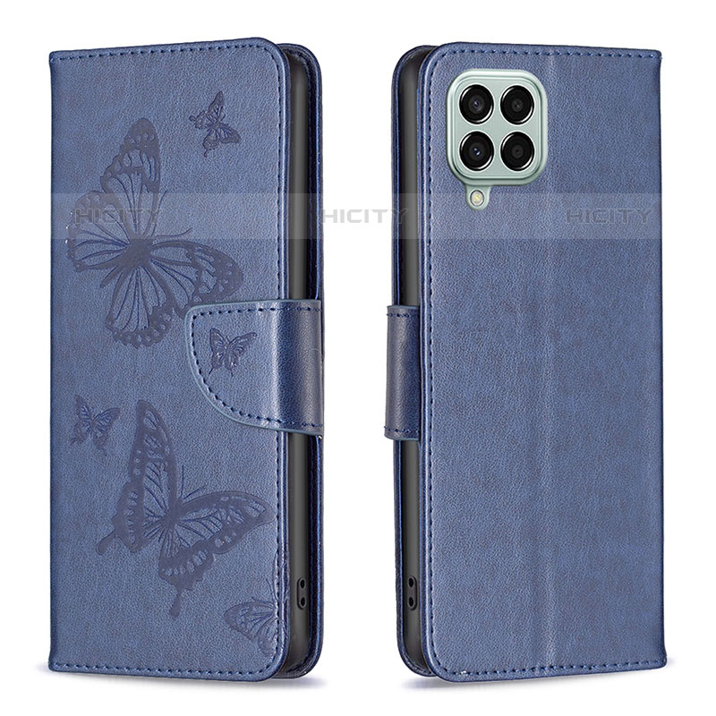 Funda de Cuero Cartera con Soporte Mariposa Carcasa B01F para Samsung Galaxy M33 5G Azul