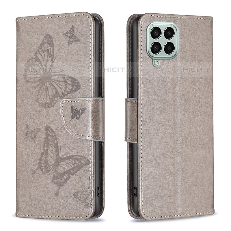 Funda de Cuero Cartera con Soporte Mariposa Carcasa B01F para Samsung Galaxy M33 5G Gris