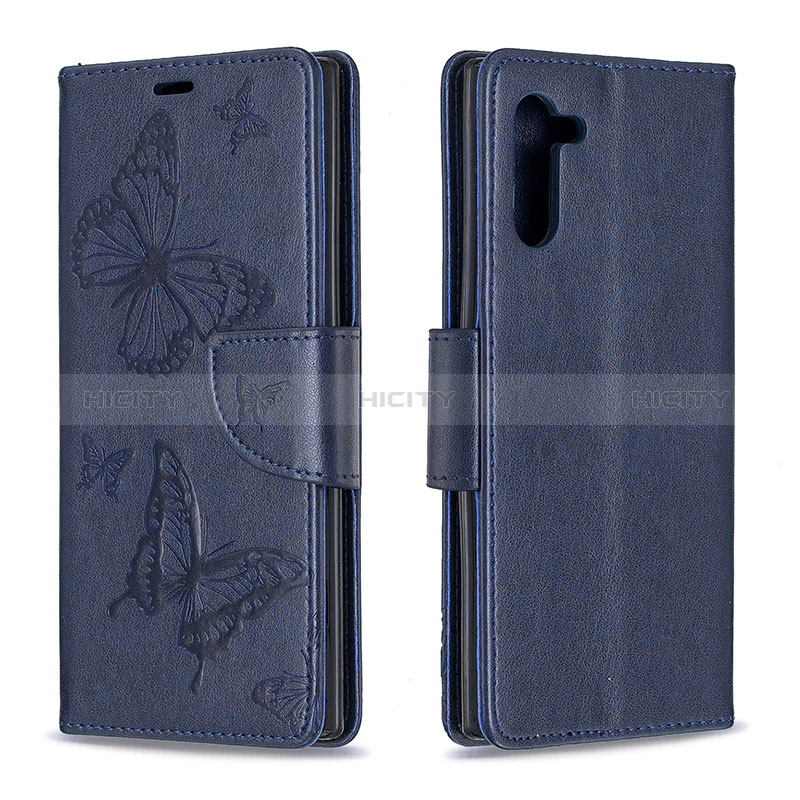Funda de Cuero Cartera con Soporte Mariposa Carcasa B01F para Samsung Galaxy Note 10 5G Azul