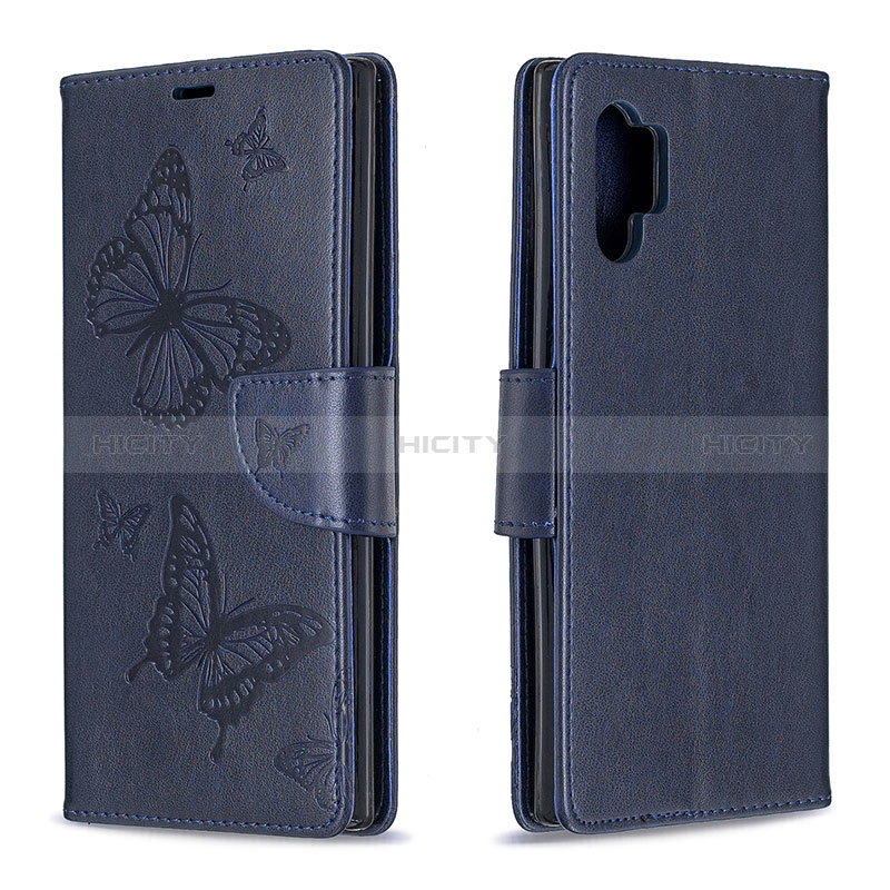 Funda de Cuero Cartera con Soporte Mariposa Carcasa B01F para Samsung Galaxy Note 10 Plus 5G Azul
