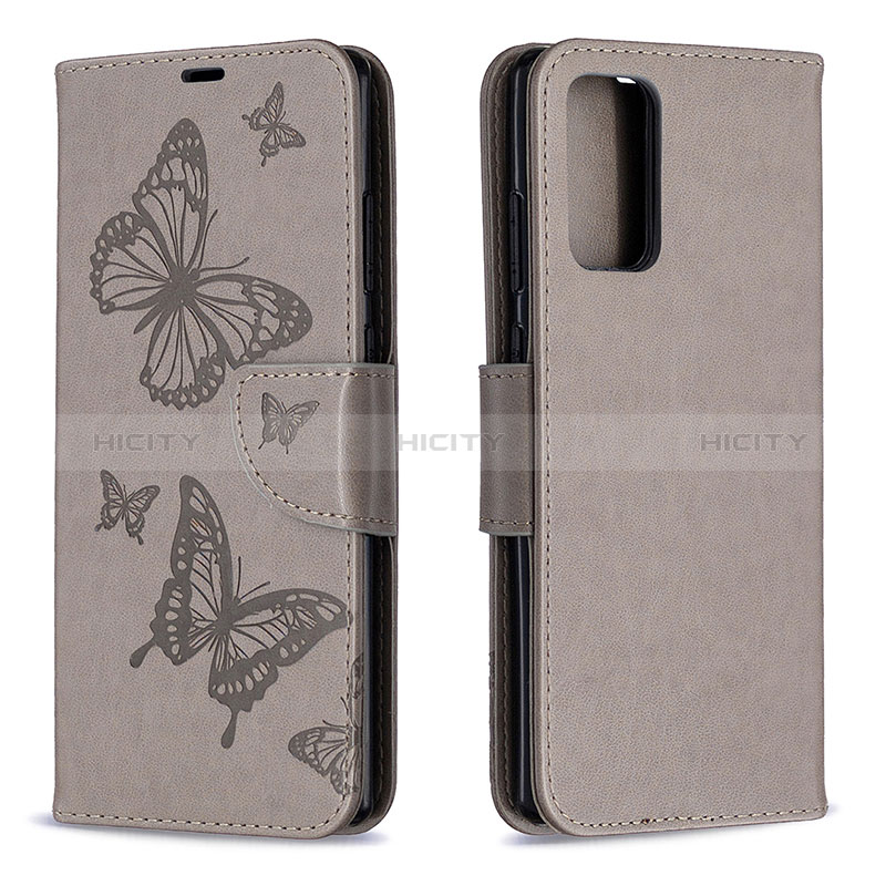 Funda de Cuero Cartera con Soporte Mariposa Carcasa B01F para Samsung Galaxy Note 20 5G Gris