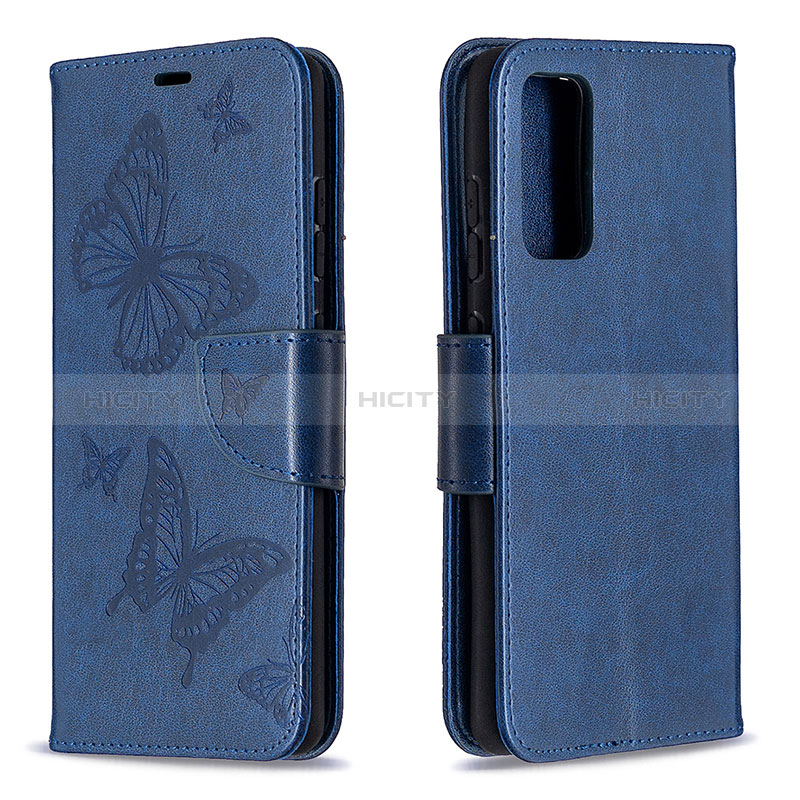 Funda de Cuero Cartera con Soporte Mariposa Carcasa B01F para Samsung Galaxy S20 Lite 5G Azul