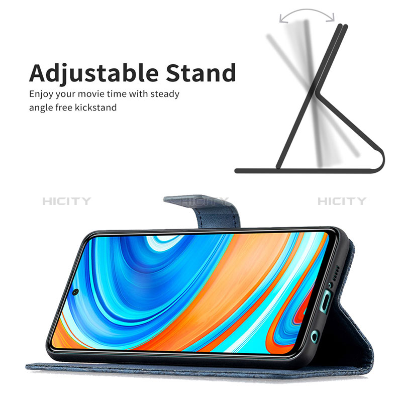 Funda de Cuero Cartera con Soporte Mariposa Carcasa B02F para Xiaomi Redmi Note 9 Pro Max