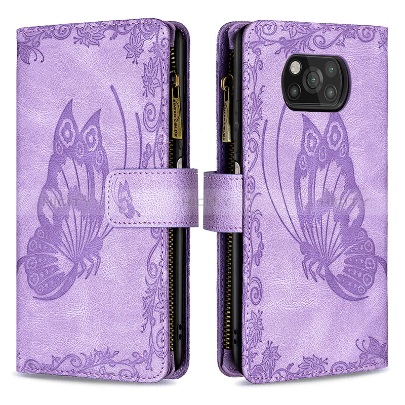 Funda de Cuero Cartera con Soporte Mariposa Carcasa B03F para Xiaomi Poco X3 NFC