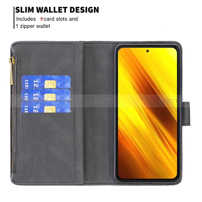 Funda de Cuero Cartera con Soporte Mariposa Carcasa B03F para Xiaomi Poco X3 NFC