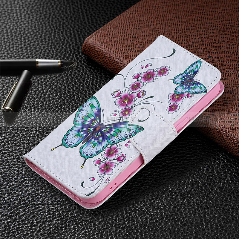 Funda de Cuero Cartera con Soporte Mariposa Carcasa L07 para Apple iPhone 14 Pro Rosa