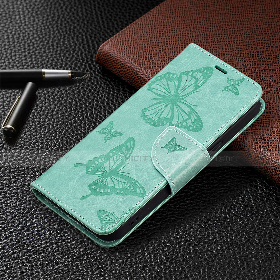 Funda de Cuero Cartera con Soporte Mariposa Carcasa L09 para Apple iPhone 13 Pro Max Verde
