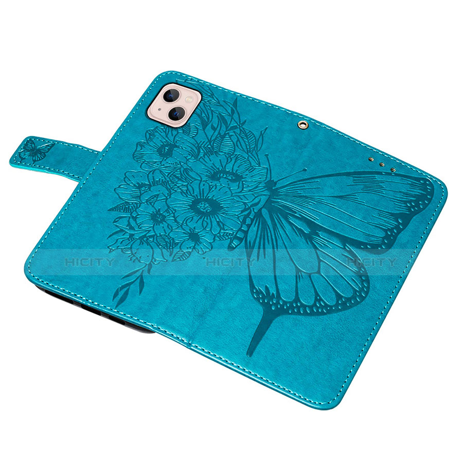 Funda de Cuero Cartera con Soporte Mariposa Carcasa L10 para Apple iPhone 14 Azul