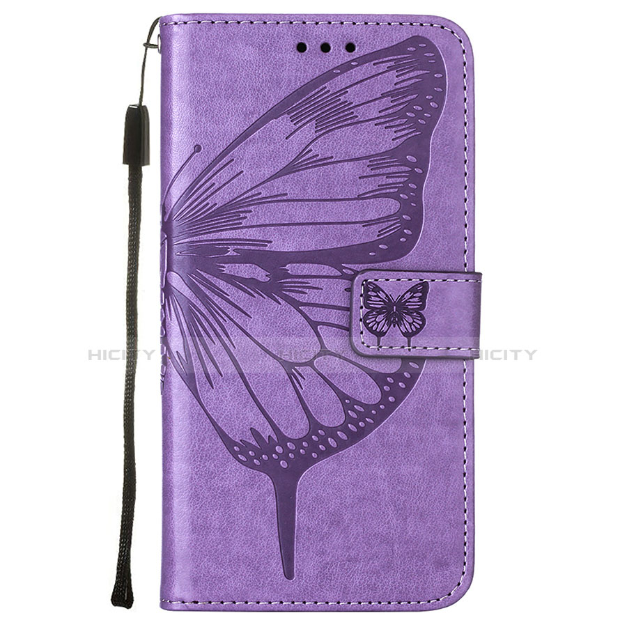 Funda de Cuero Cartera con Soporte Mariposa Carcasa L10 para Apple iPhone 14 Plus Purpura Claro