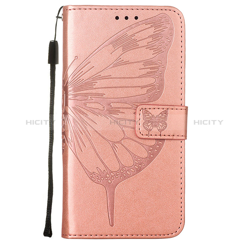 Funda de Cuero Cartera con Soporte Mariposa Carcasa L10 para Apple iPhone 14 Pro Oro Rosa