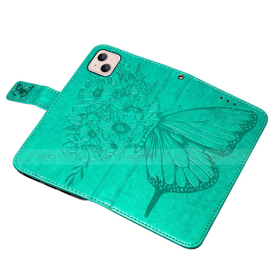 Funda de Cuero Cartera con Soporte Mariposa Carcasa L10 para Apple iPhone 14 Verde