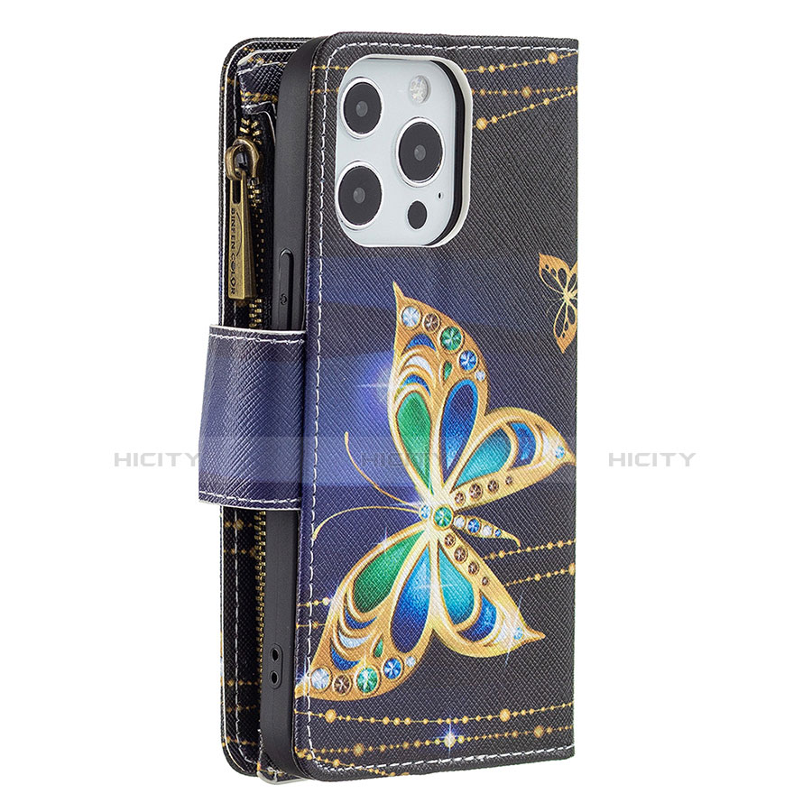 Funda de Cuero Cartera con Soporte Mariposa Carcasa para Apple iPhone 13 Pro Multicolor