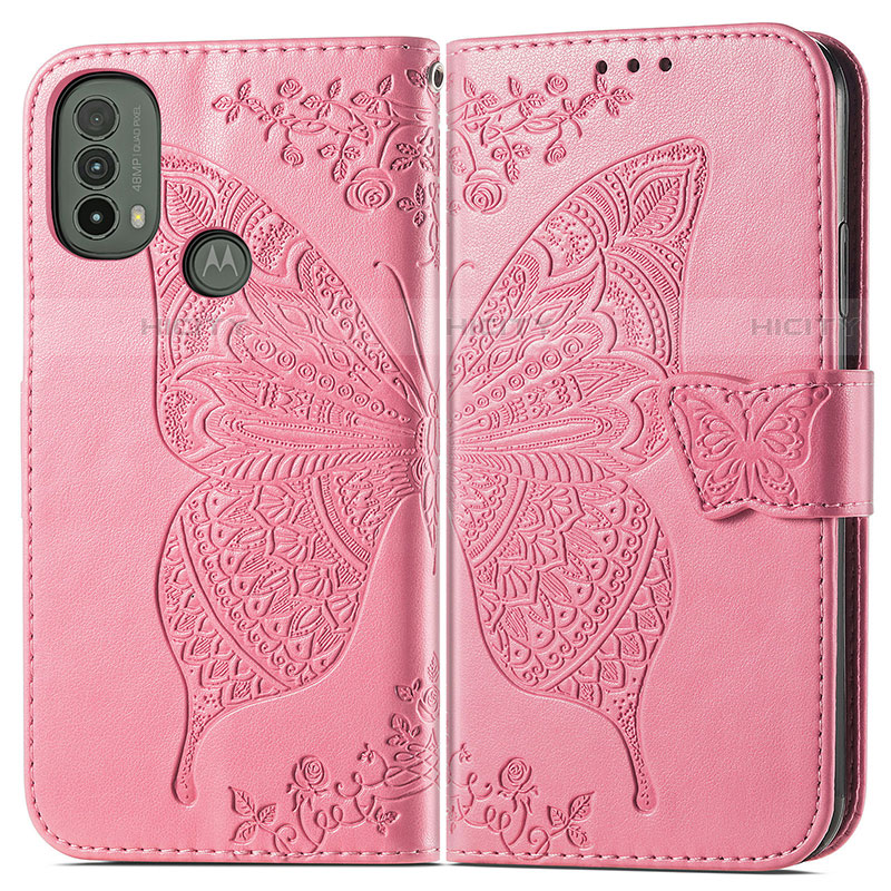 Funda de Cuero Cartera con Soporte Mariposa Carcasa para Motorola Moto E20