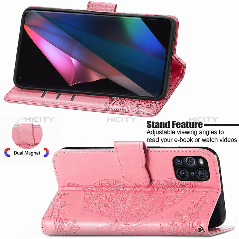 Funda de Cuero Cartera con Soporte Mariposa Carcasa para Oppo Find X3 5G