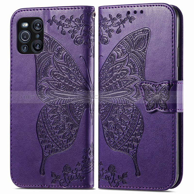 Funda de Cuero Cartera con Soporte Mariposa Carcasa para Oppo Find X3 5G