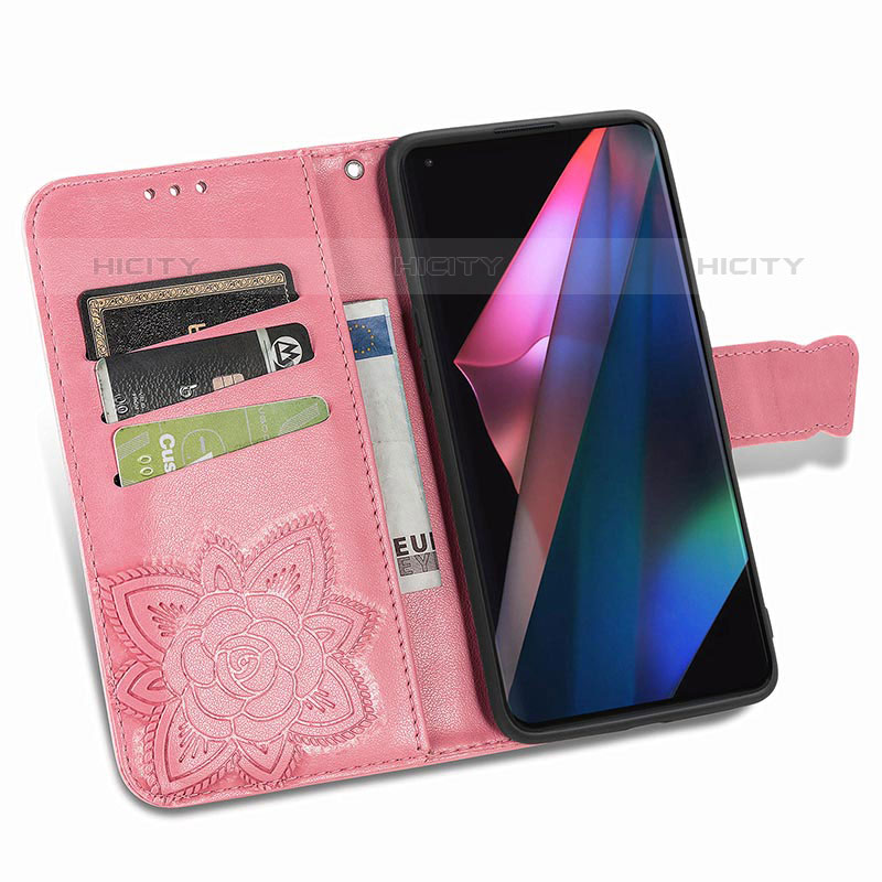 Funda de Cuero Cartera con Soporte Mariposa Carcasa para Oppo Find X3 Pro 5G