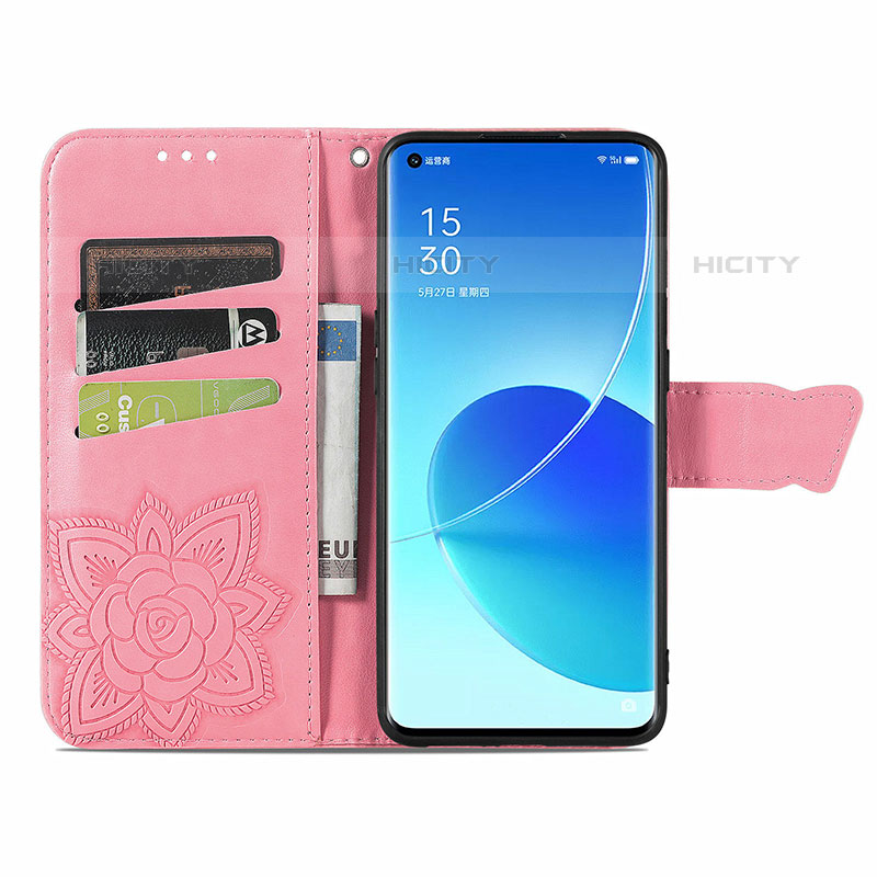 Funda de Cuero Cartera con Soporte Mariposa Carcasa para Oppo Reno6 Pro 5G India