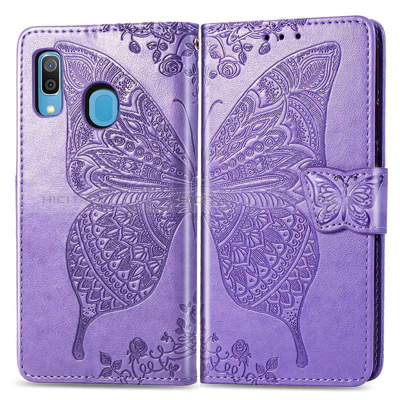 Funda de Cuero Cartera con Soporte Mariposa Carcasa para Samsung Galaxy A20