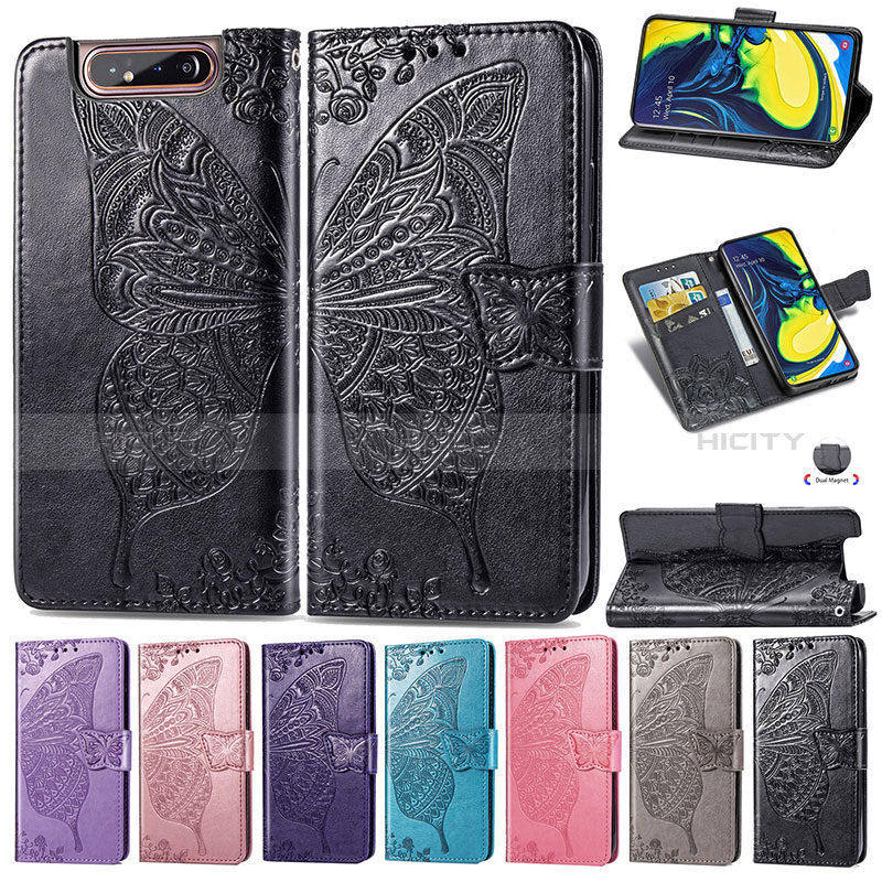 Funda de Cuero Cartera con Soporte Mariposa Carcasa para Samsung Galaxy A80