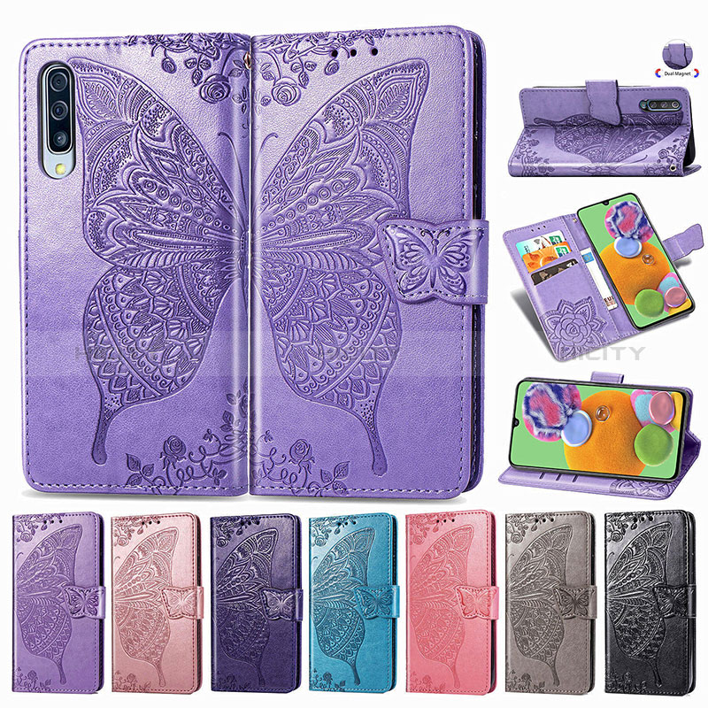 Funda de Cuero Cartera con Soporte Mariposa Carcasa para Samsung Galaxy A90 5G