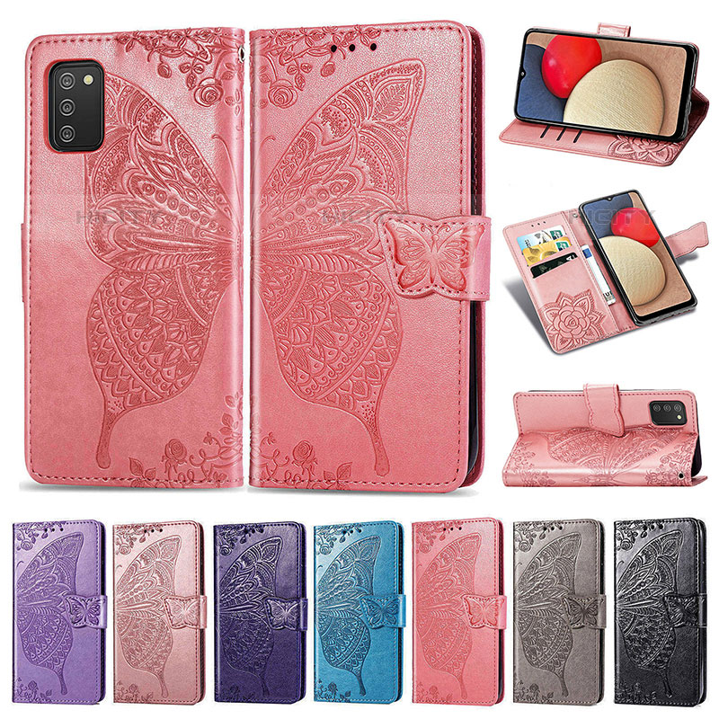 Funda de Cuero Cartera con Soporte Mariposa Carcasa para Samsung Galaxy M02s