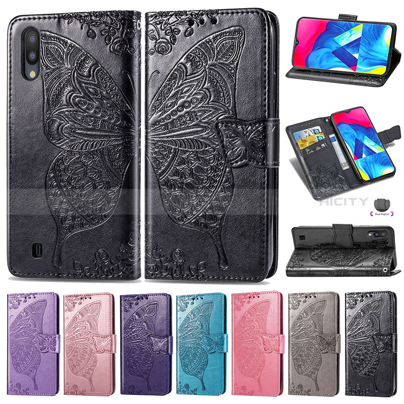 Funda de Cuero Cartera con Soporte Mariposa Carcasa para Samsung Galaxy M10