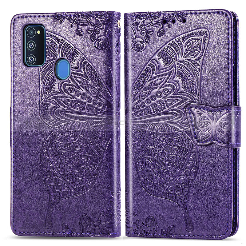 Funda de Cuero Cartera con Soporte Mariposa Carcasa para Samsung Galaxy M21