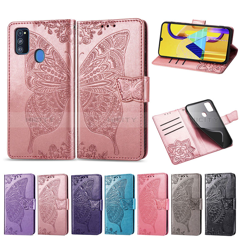 Funda de Cuero Cartera con Soporte Mariposa Carcasa para Samsung Galaxy M21