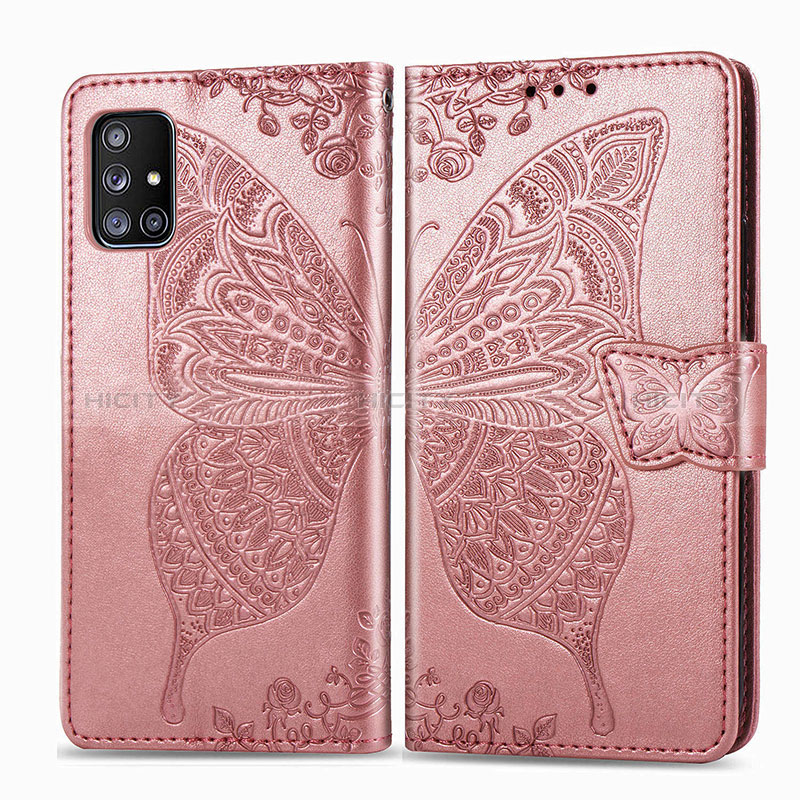 Funda de Cuero Cartera con Soporte Mariposa Carcasa para Samsung Galaxy M40S Rosa