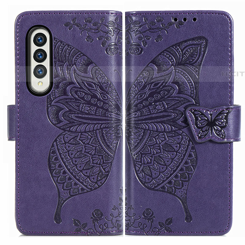 Funda de Cuero Cartera con Soporte Mariposa Carcasa para Samsung Galaxy Z Fold4 5G