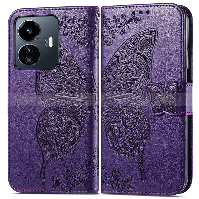 Funda de Cuero Cartera con Soporte Mariposa Carcasa para Vivo Y77e 5G