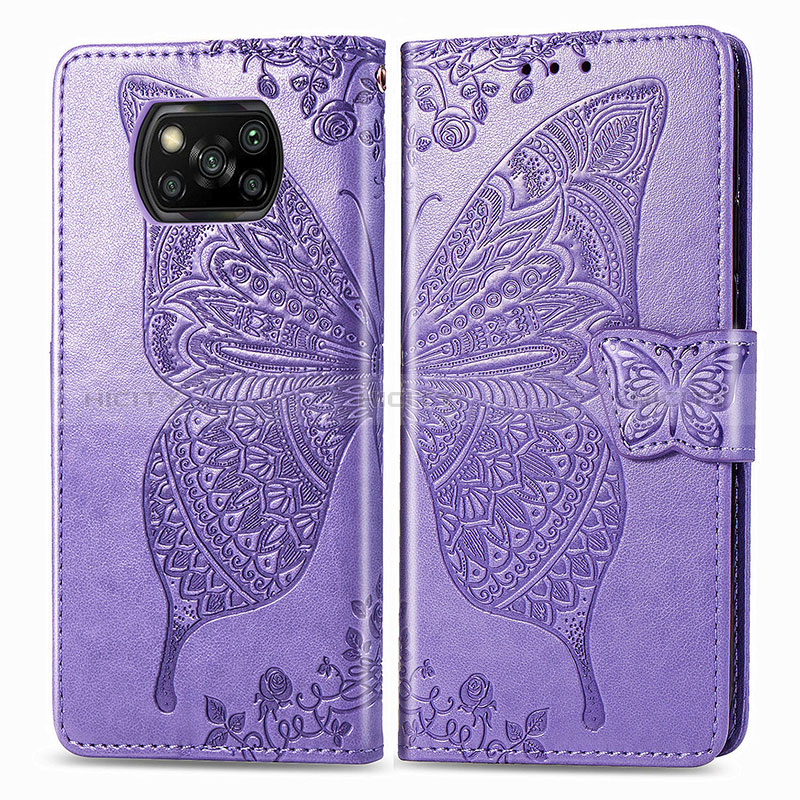 Funda de Cuero Cartera con Soporte Mariposa Carcasa para Xiaomi Poco X3 Pro