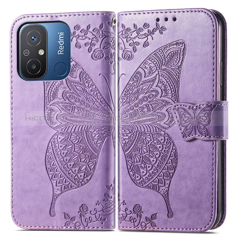 Funda de Cuero Cartera con Soporte Mariposa Carcasa para Xiaomi Redmi 12C 4G