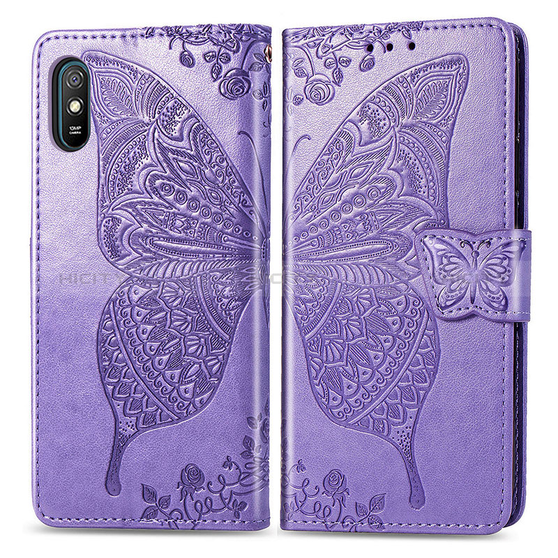 Funda de Cuero Cartera con Soporte Mariposa Carcasa para Xiaomi Redmi 9AT