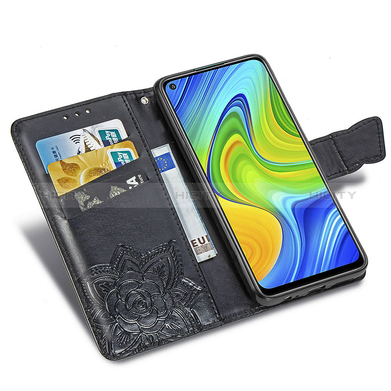 Funda de Cuero Cartera con Soporte Mariposa Carcasa para Xiaomi Redmi Note 9