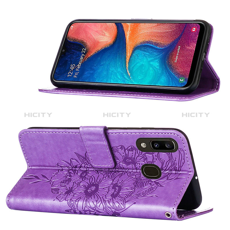 Funda de Cuero Cartera con Soporte Mariposa Carcasa Y01B para Samsung Galaxy A20